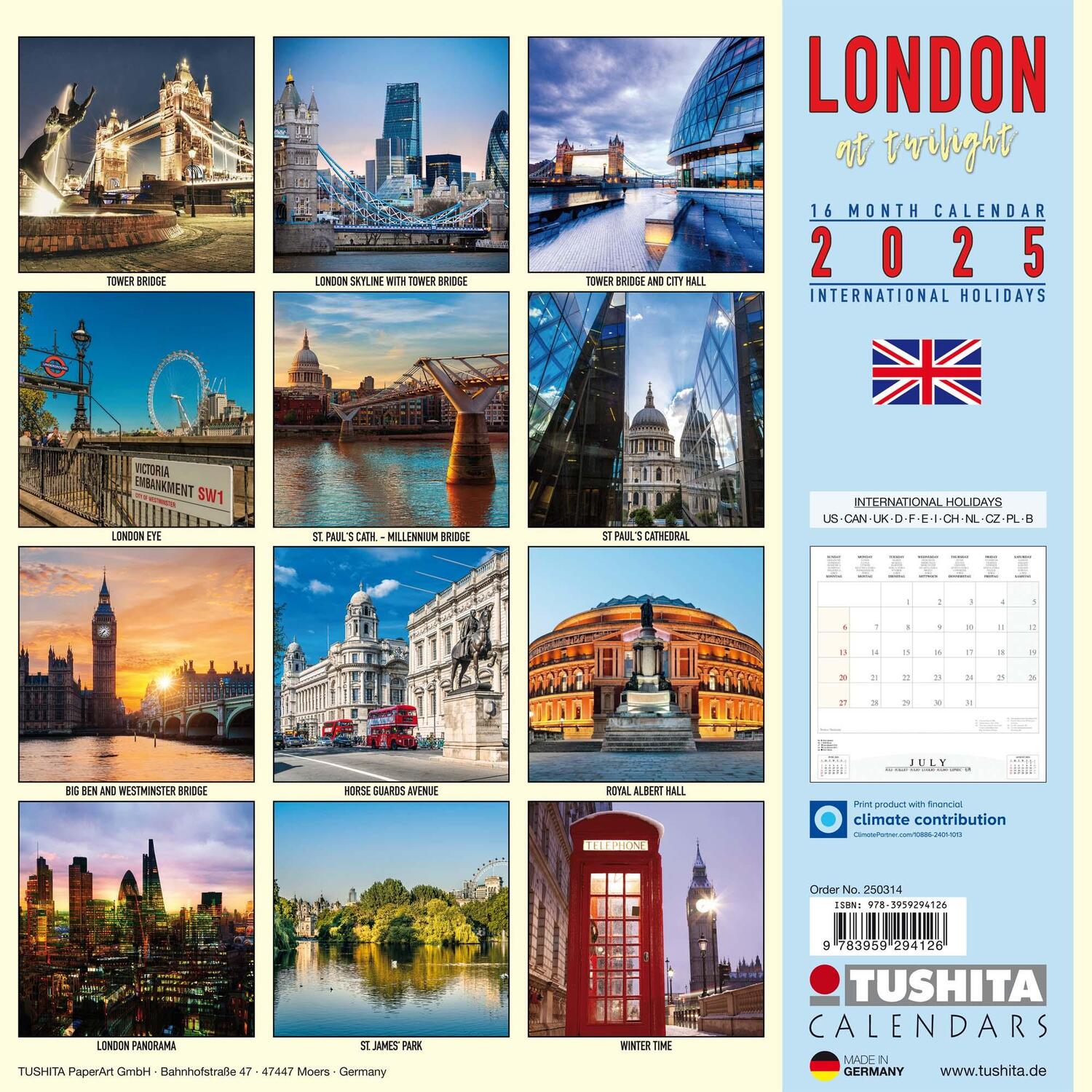 Rückseite: 9783959294126 | London at Twilight 2025 | Kalender 2025 | Kalender | Wonderful World
