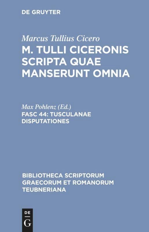 Cover: 9783598712203 | Tusculanae disputationes | Max Pohlenz | Buch | XXIV | Latein | 1982