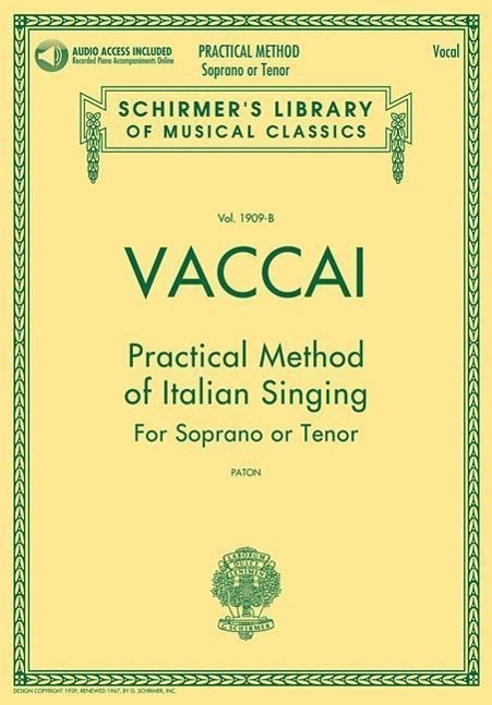 Cover: 9781480328457 | Practical Method of Italian Singing | for Soprano or Tenor | Vaccai