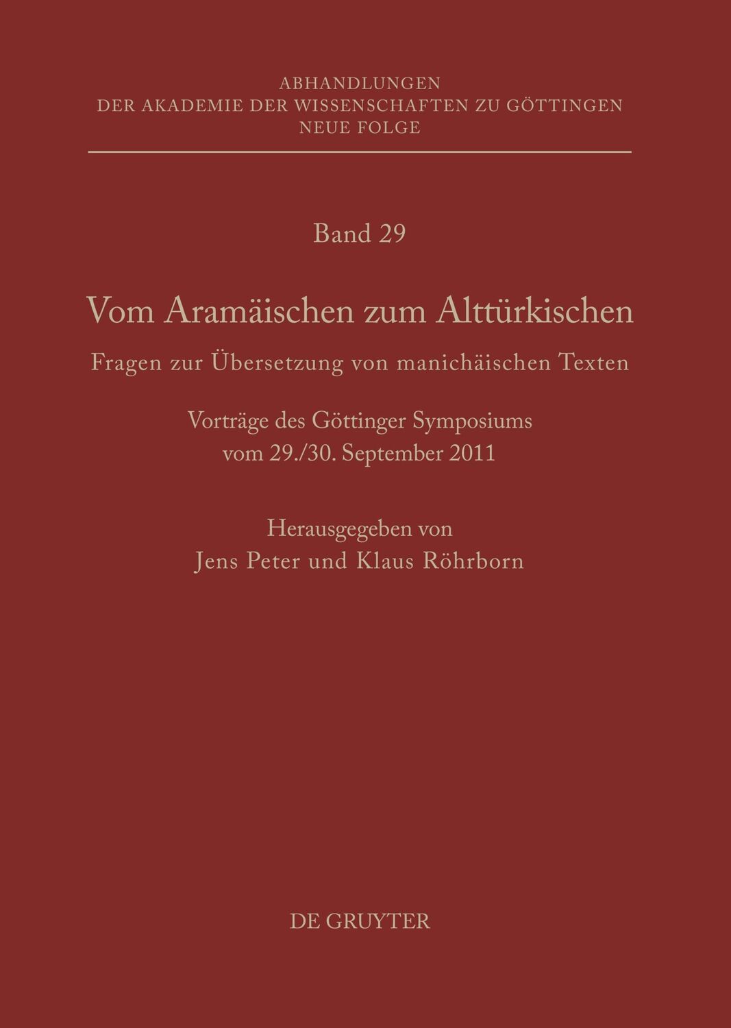 Cover: 9783110263992 | Vom Aramäischen zum Alttürkischen | Klaus Röhrborn (u. a.) | Buch