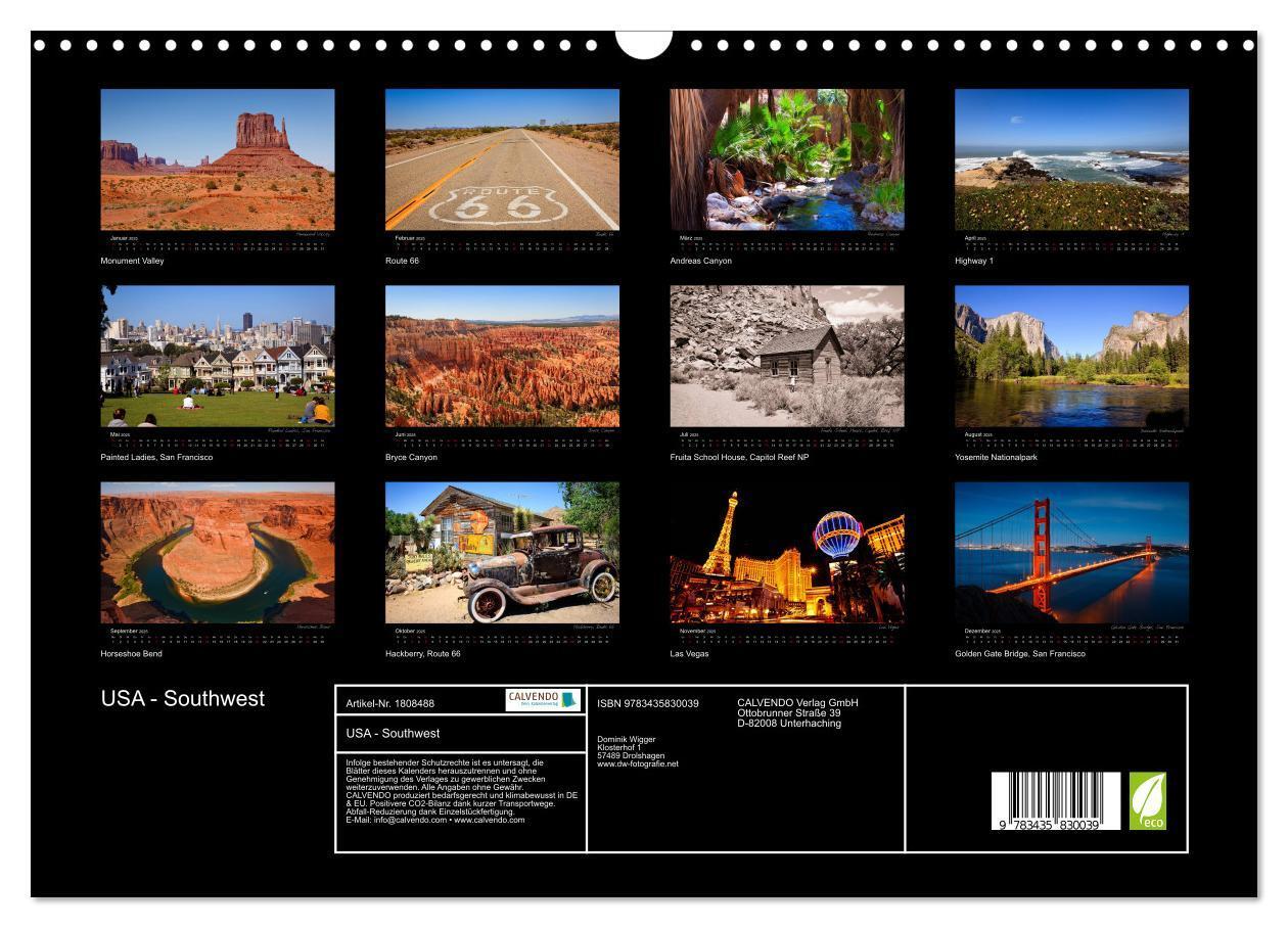 Bild: 9783435830039 | USA - Southwest (Wandkalender 2025 DIN A3 quer), CALVENDO...