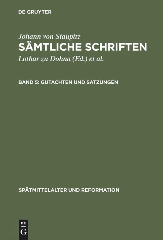 Cover: 9783110078107 | Gutachten und Satzungen | Lothar Zu Dohna (u. a.) | Buch | XII | 2001