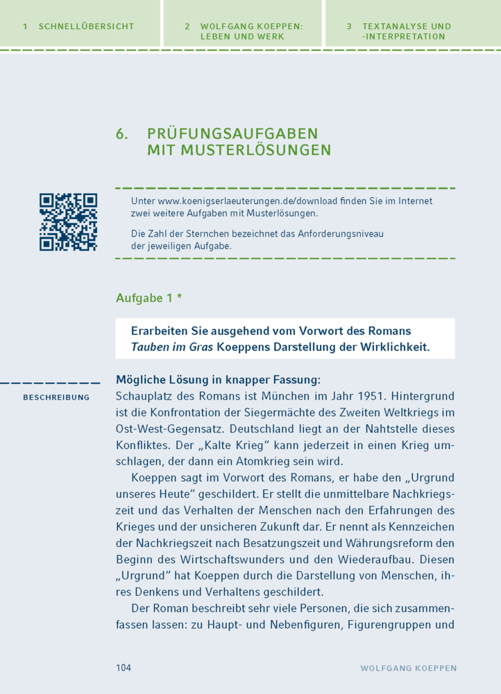 Bild: 9783804419452 | Interpretation zu Wolfgang Koeppen 'Tauben im Gras' | Taschenbuch