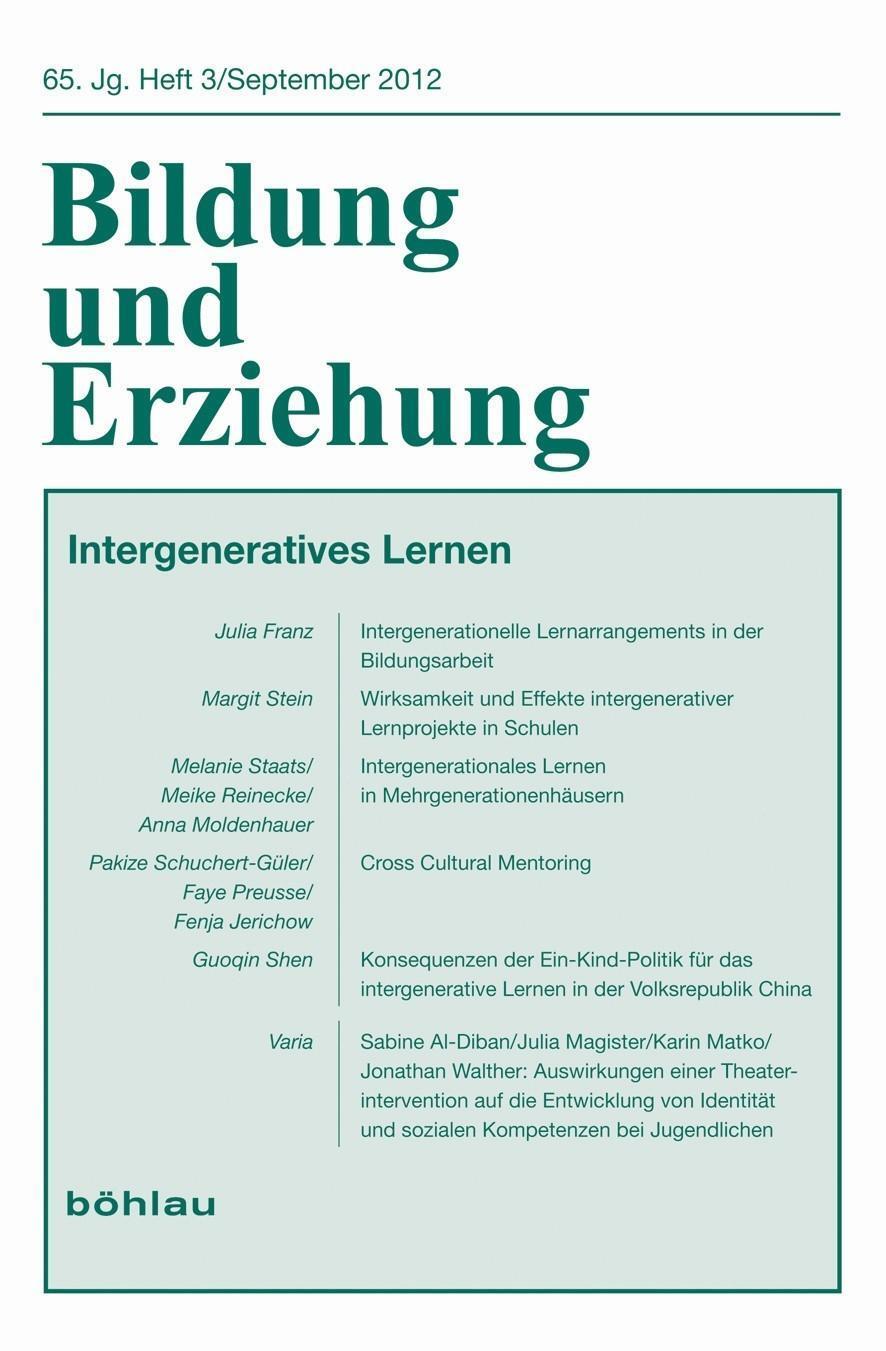 Cover: 9783412209728 | Intergeneratives Lernen | Taschenbuch | 370 S. | Deutsch | 2012