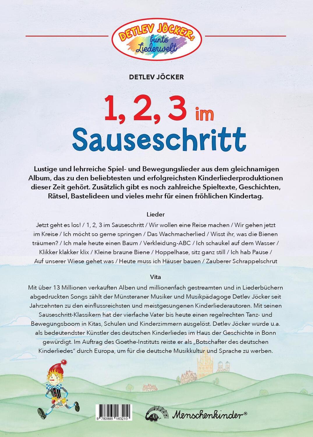 Rückseite: 9783895163210 | Detlev Jöcker: 1, 2, 3 im Sauseschritt (ab 0-7 Jahren) | Detlev Jöcker