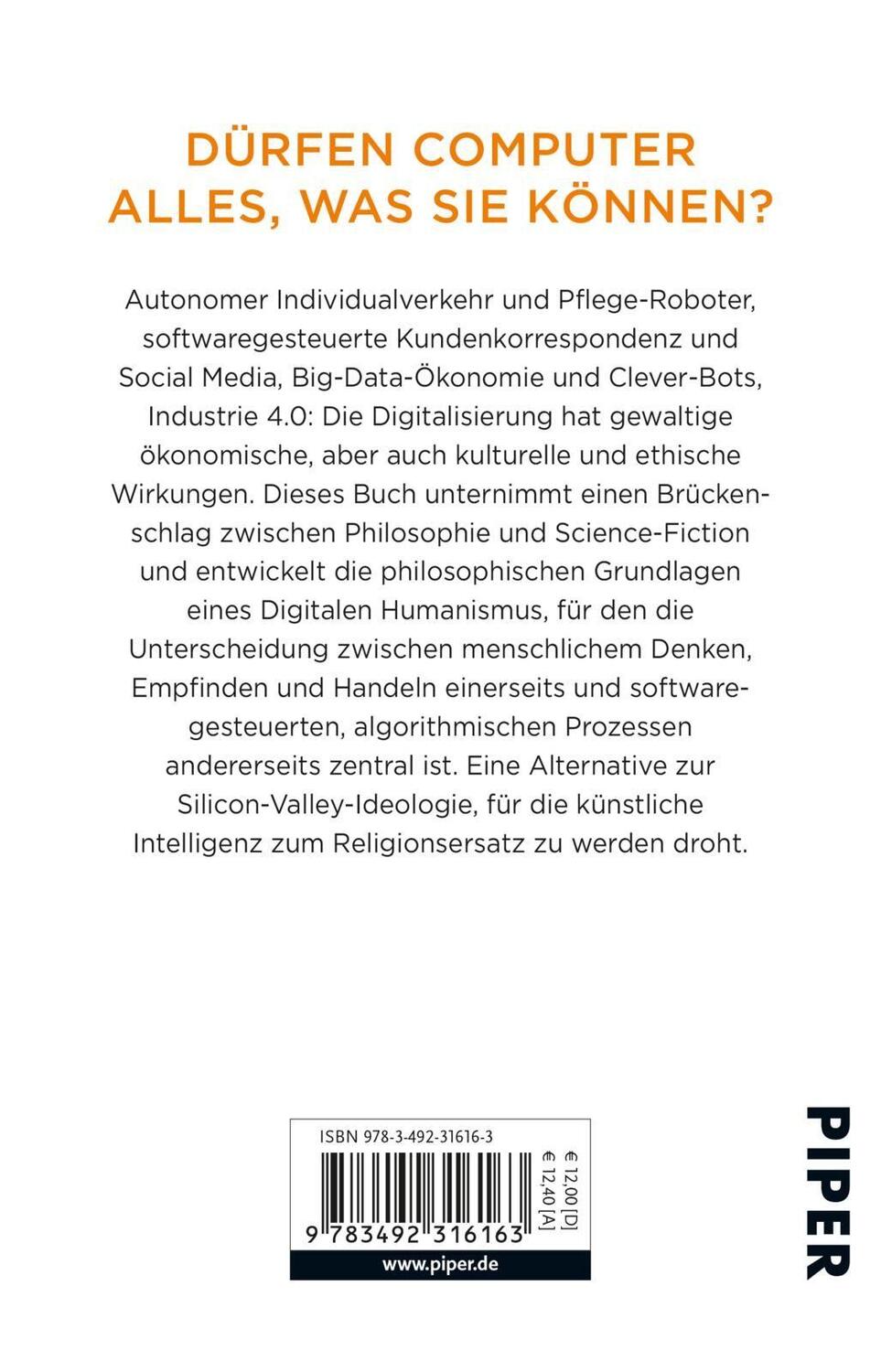 Rückseite: 9783492316163 | Digitaler Humanismus | Julian Nida-Rümelin (u. a.) | Taschenbuch