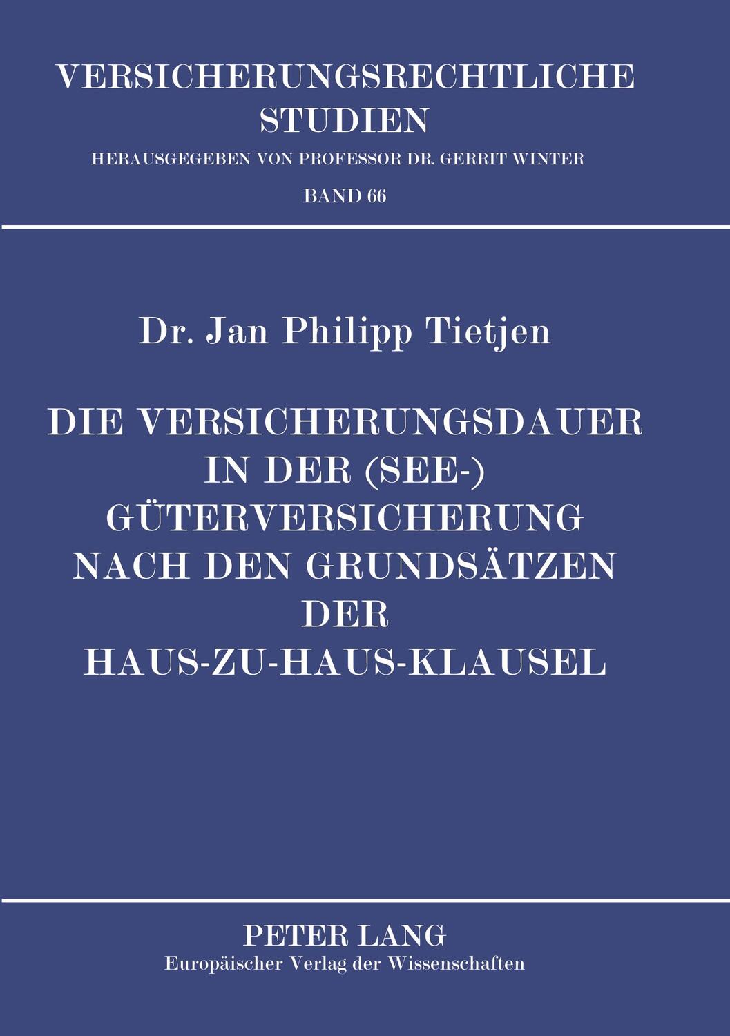 Cover: 9783631390382 | Die Versicherungsdauer in der (See-)Güterversicherung nach den...