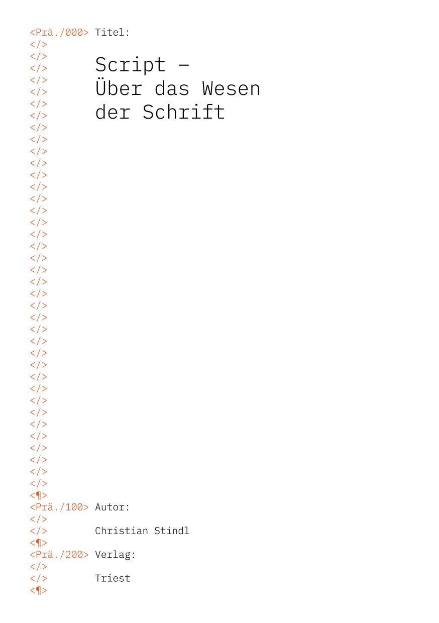 Cover: 9783038630791 | Script - Über das Wesen der Schrift | Christian Stindl | Taschenbuch