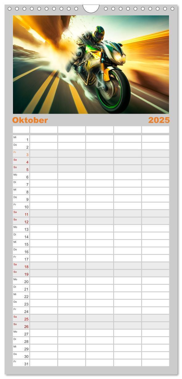 Bild: 9783457093481 | Familienplaner 2025 - Motorrad Speed mit 5 Spalten (Wandkalender,...