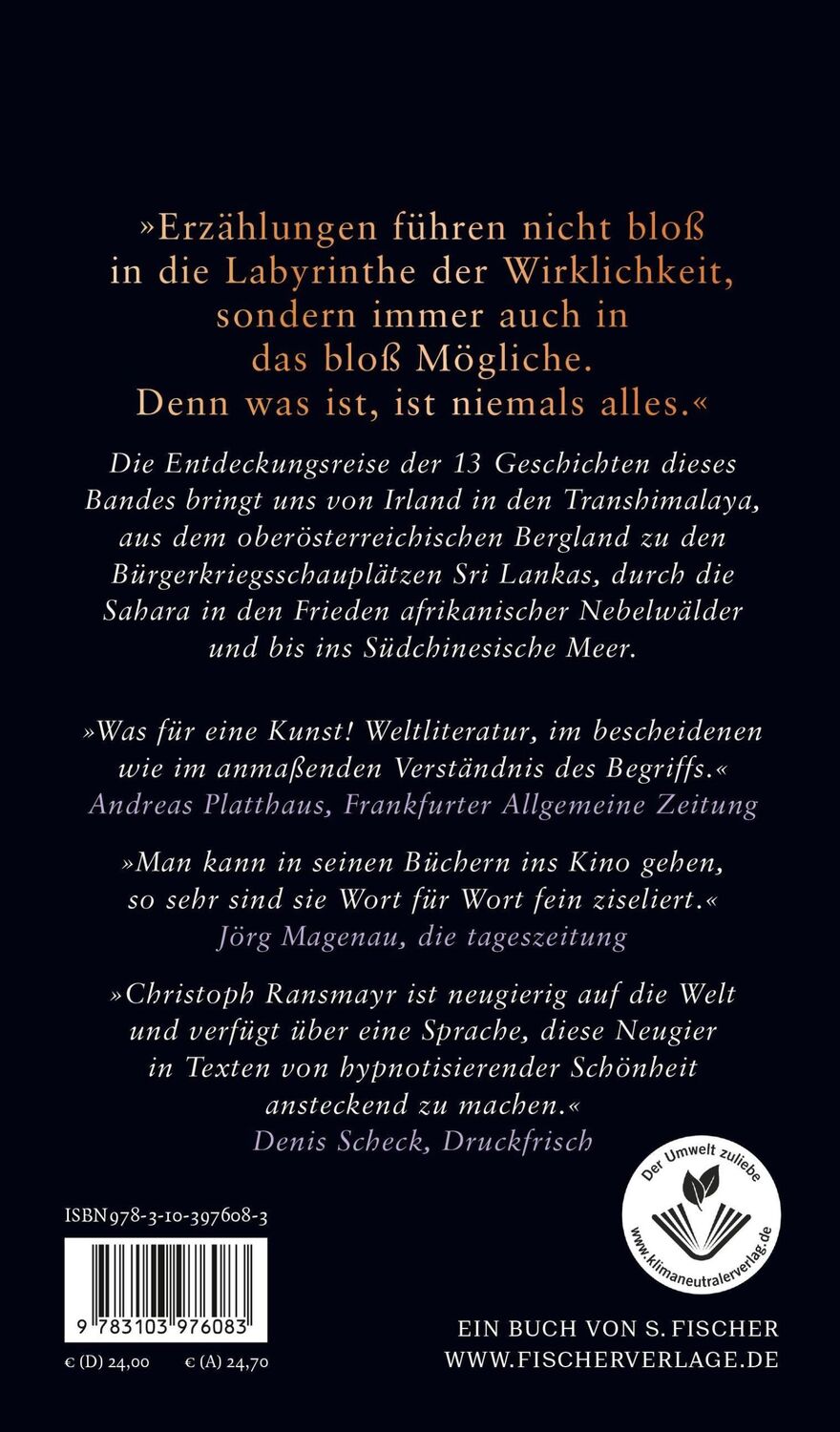 Rückseite: 9783103976083 | Als ich noch unsterblich war | Erzählungen | Christoph Ransmayr | Buch