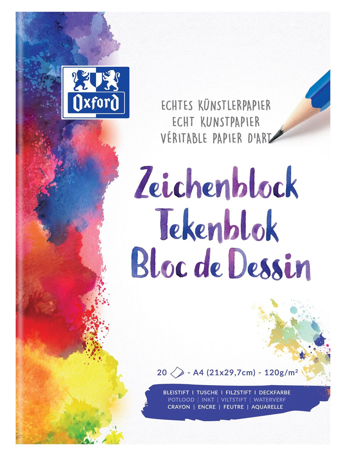 Cover: 4006144952751 | Oxford Zeichenblock A4 blanko, 20 Blatt, 120 g/m² echtes...