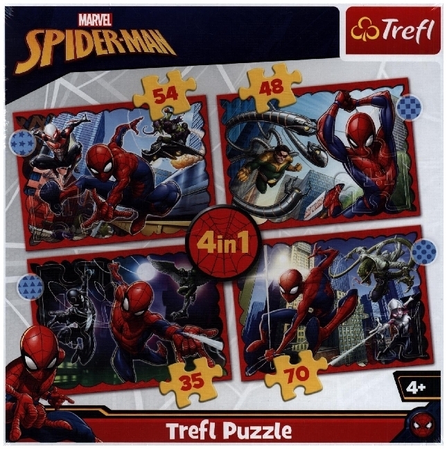 Cover: 5900511343847 | 4 in 1 Puzzle - Spiderman (Kinderpuzzle) | Spiel | In Spielebox | 2021