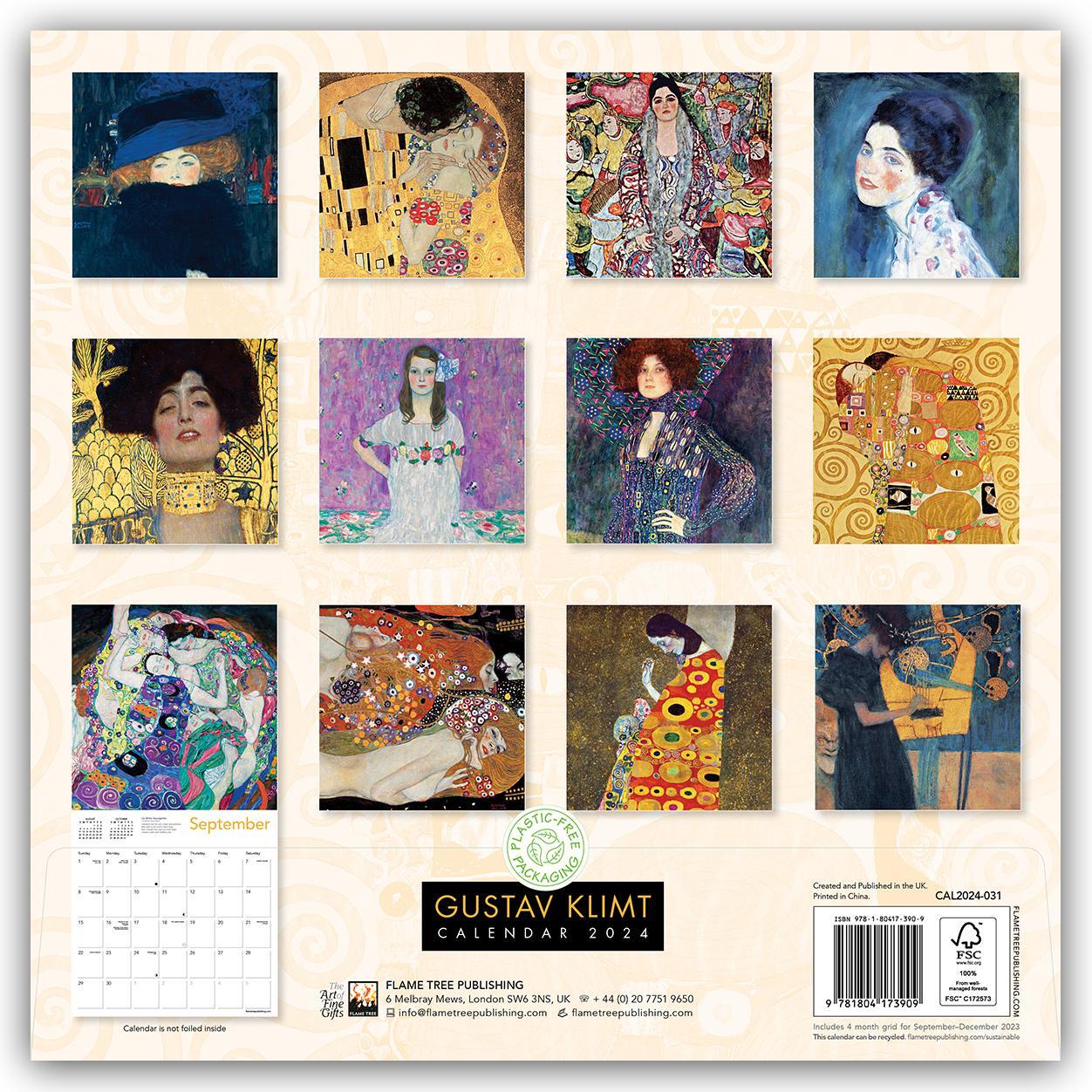 Rückseite: 9781804173909 | Gustav Klimt Wall Calendar 2024 (Art Calendar) | Kalender | 14 S.