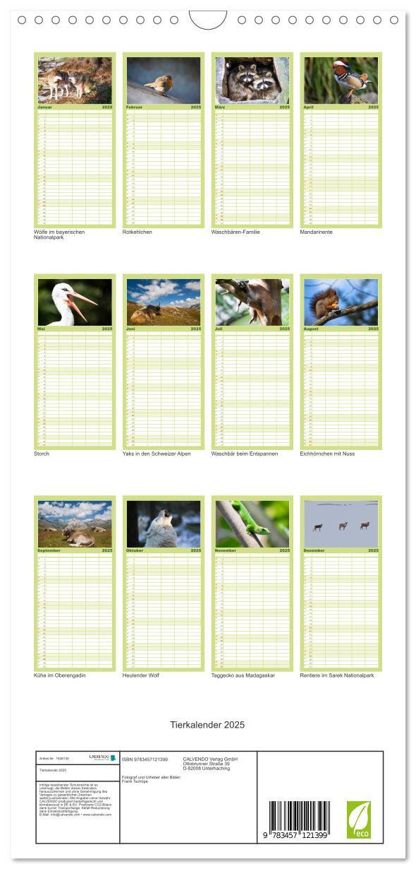 Bild: 9783457121399 | Familienplaner 2025 - Tierkalender 2025 mit 5 Spalten...