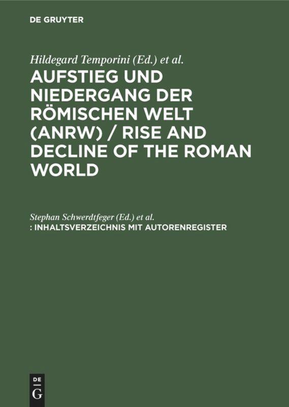 Cover: 9783110155747 | Inhaltsverzeichnis mit Autorenregister | (Stand: Ende 1996) | Buch