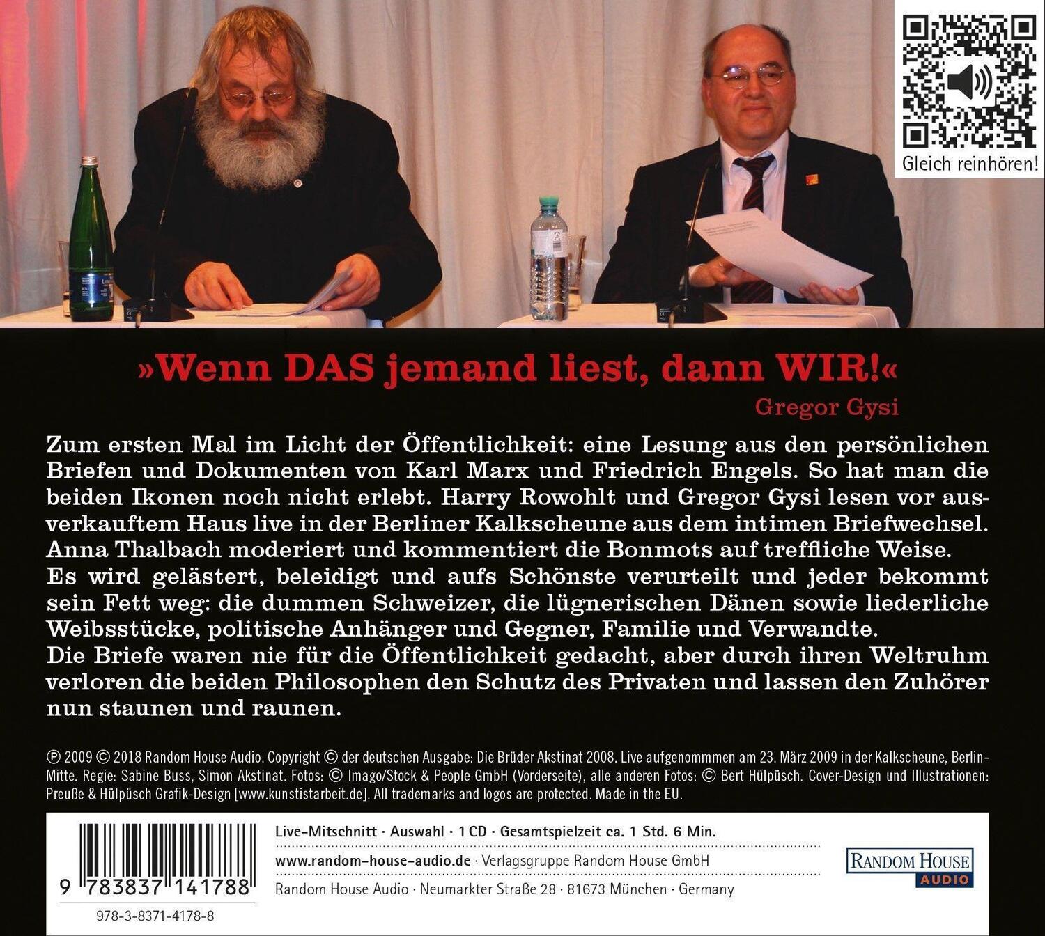 Bild: 9783837141788 | Marx &amp; Engels intim | Karl Marx | Audio-CD | 70 Min. | Deutsch | 2018