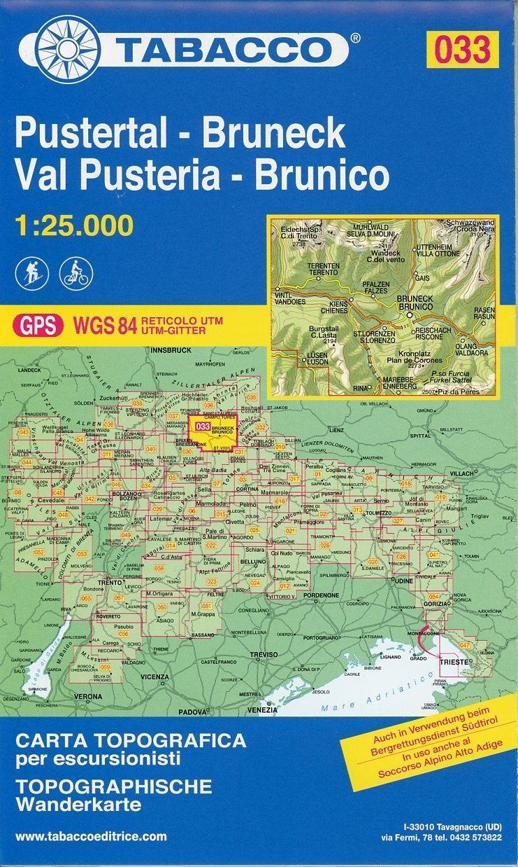 Cover: 9788883150333 | Tabacco Wandern 1 : 25 000 Pustertal - Bruneck | (Land-)Karte | 2008