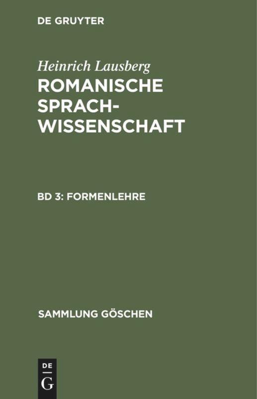 Cover: 9783110019322 | Formenlehre | Heinrich Lausberg | Buch | Sammlung Göschen | 281 S.