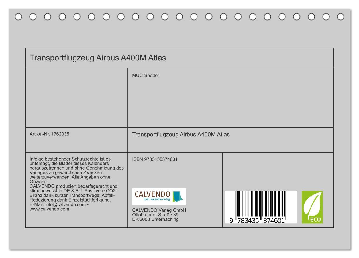 Bild: 9783435374601 | Transportflugzeug Airbus A400M Atlas (Tischkalender 2025 DIN A5...