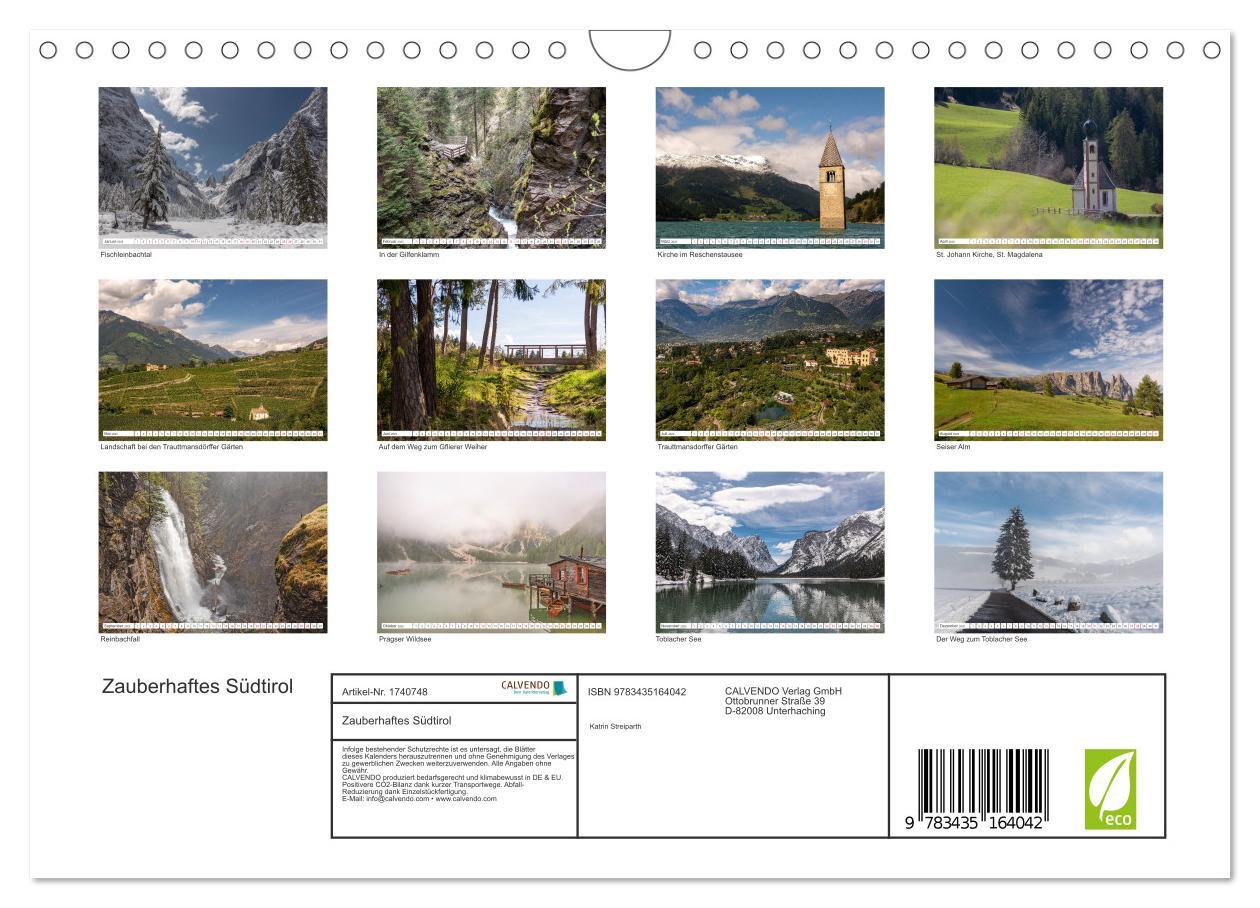 Bild: 9783435164042 | Zauberhaftes Südtirol (Wandkalender 2025 DIN A4 quer), CALVENDO...