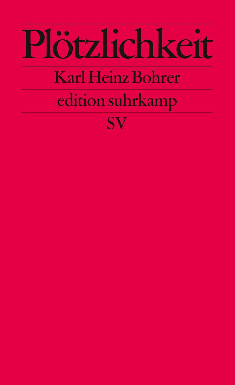 Cover: 9783518110584 | Plötzlichkeit | Zum Augenblick des ästhetischen Scheins | Bohrer