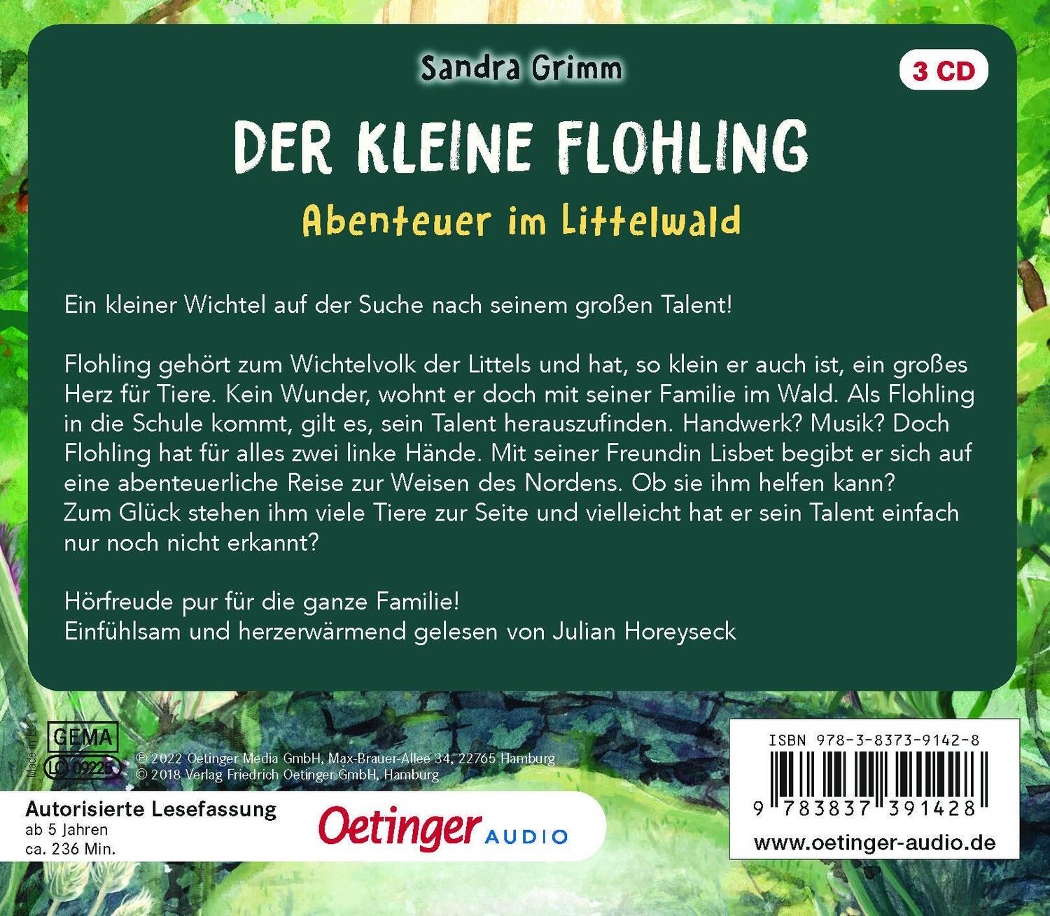 Rückseite: 9783837391428 | Der kleine Flohling 1. Abenteuer im Littelwald | Sandra Grimm | CD