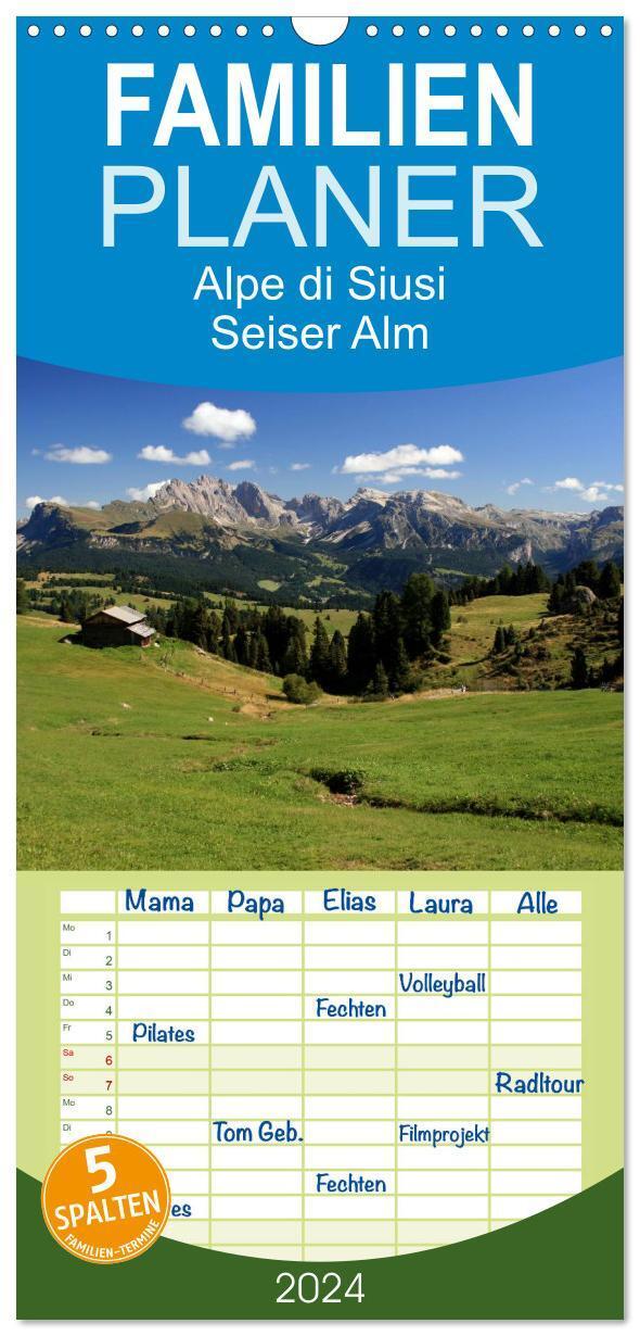 Cover: 9783383087837 | Familienplaner 2024 - Alpe di Siusi - Seiser Alm mit 5 Spalten...