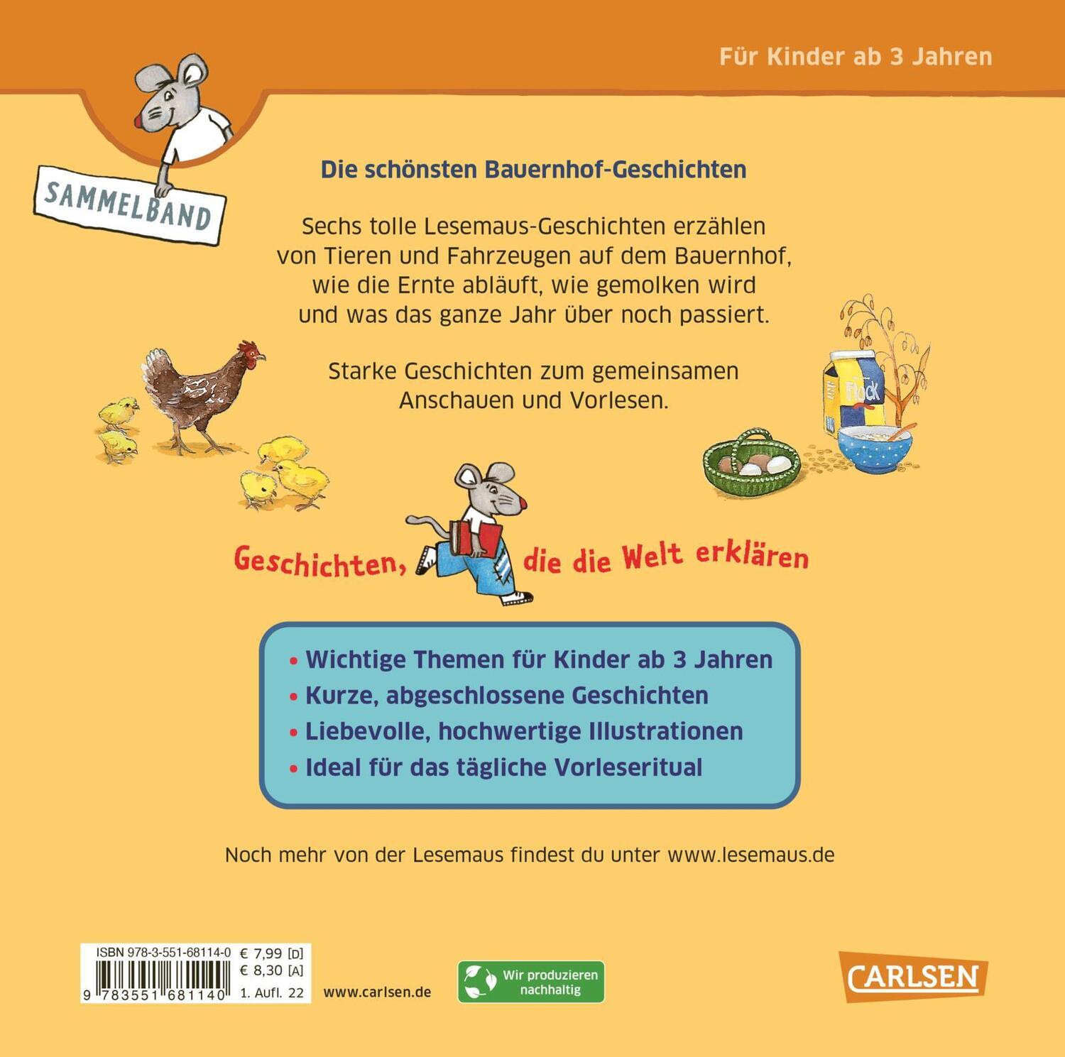 Rückseite: 9783551681140 | LESEMAUS Sonderbände: Die schönsten Bauernhof-Geschichten | Buch