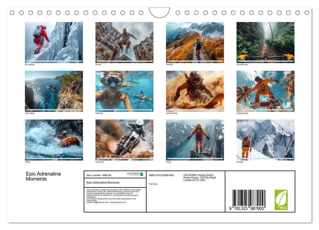 Bild: 9781325987900 | Epic Adrenaline Moments (Wall Calendar 2025 DIN A4 landscape),...