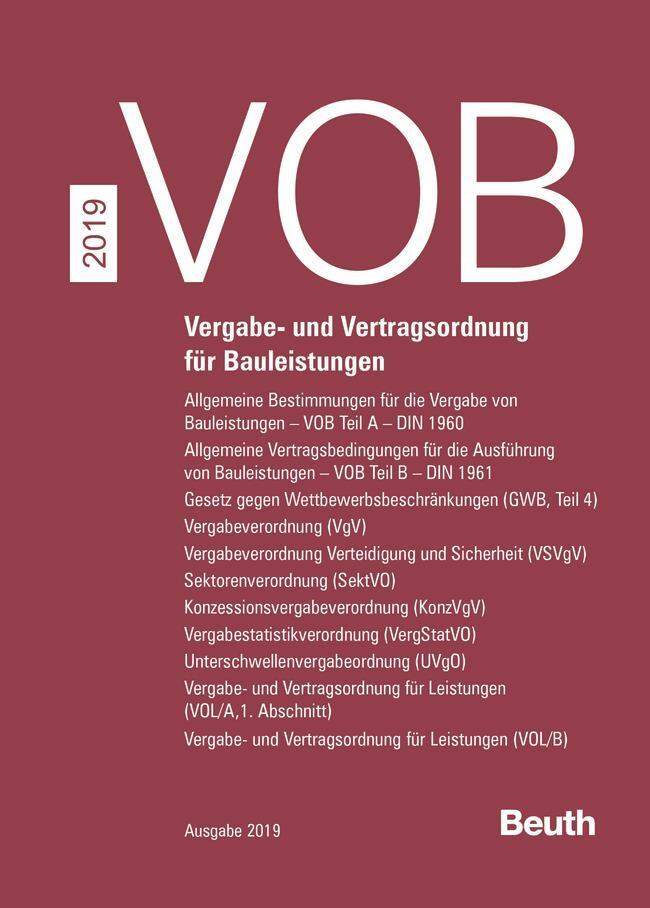 Cover: 9783410613008 | VOB Zusatzband 2019 | DIN e.V. | Taschenbuch | 530 S. | Deutsch | 2019