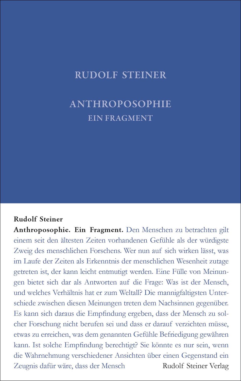 Cover: 9783727404528 | Anthroposophie | Ein Fragment aus dem Jahre 1910 | Rudolf Steiner