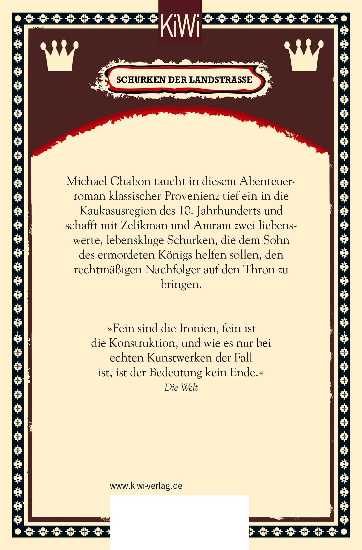 Rückseite: 9783462052374 | Schurken der Landstraße | Eine Abenteuergeschichte | Michael Chabon