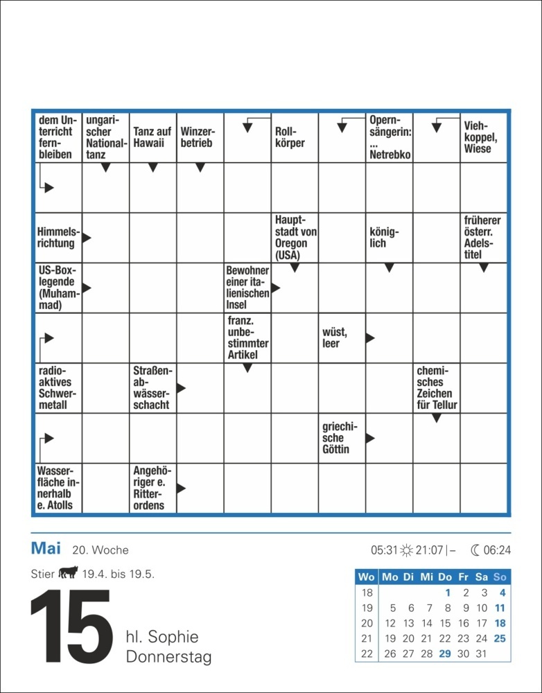 Bild: 9783840033575 | Kreuzworträtsel Tagesabreißkalender 2025 | Stefan Krüger | Kalender