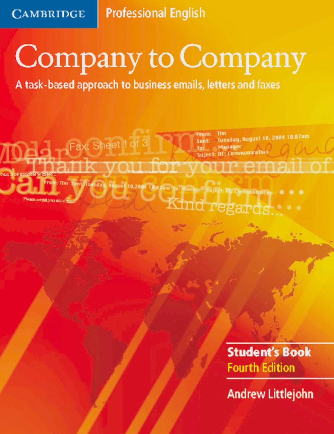 Cover: 9783125341548 | Company to Company. New edition. Student's Book | Andrew Littlejohn