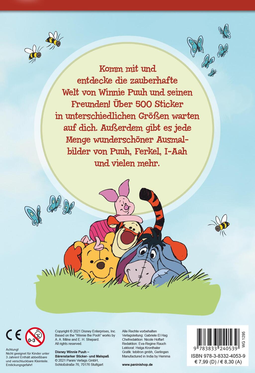 Rückseite: 9783833240539 | Disney Winnie Puuh: Bärenstarker Sticker- und Malspaß | Panini | Buch