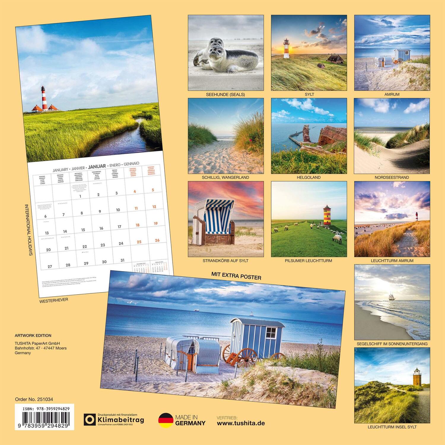 Rückseite: 9783959294829 | Northern Sea/Nordsee 2025 | Kalender 2025 | Kalender | Artwork Edition