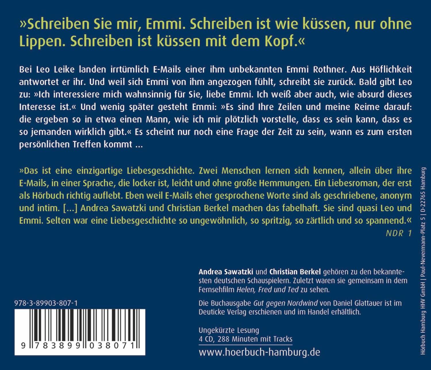 Rückseite: 9783899038071 | Gut gegen Nordwind. Sonderausgabe | Daniel Glattauer | Audio-CD | 2008