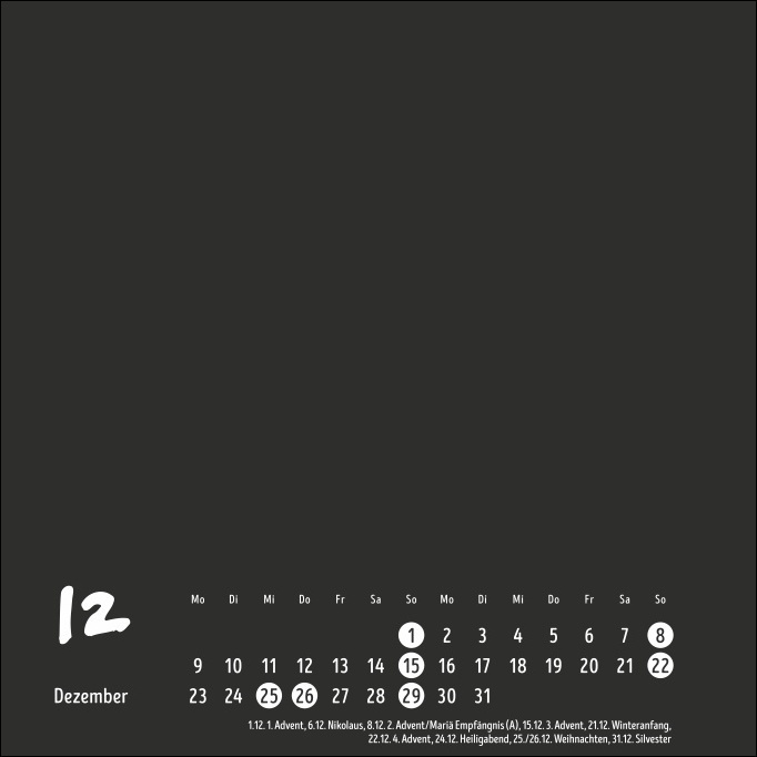 Bild: 9783756401987 | Bastelkalender 2024 schwarz klein. Blanko-Kalender zum Basteln und...