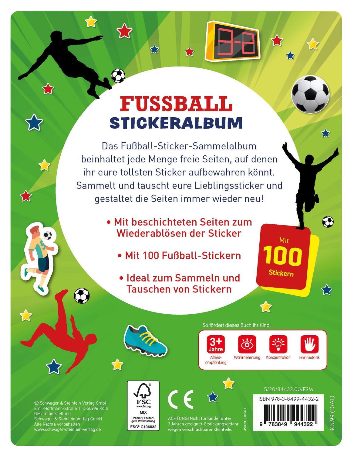 Rückseite: 9783849944322 | Mein Stickeralbum Fußball mit 100 Stickern | Verlag | Taschenbuch