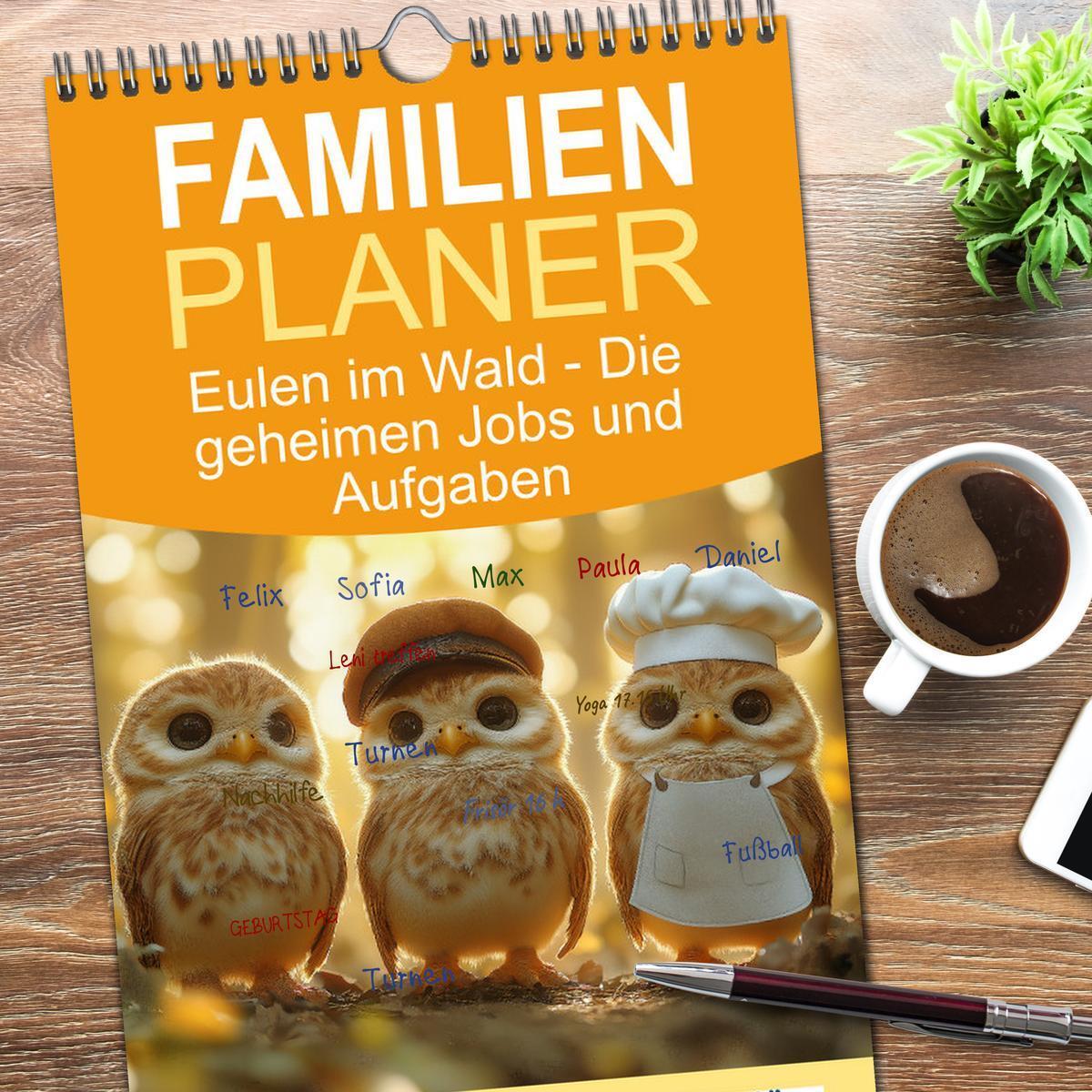 Bild: 9783457223192 | Familienplaner 2025 - Eulen im Wald - Die geheimen Jobs und...