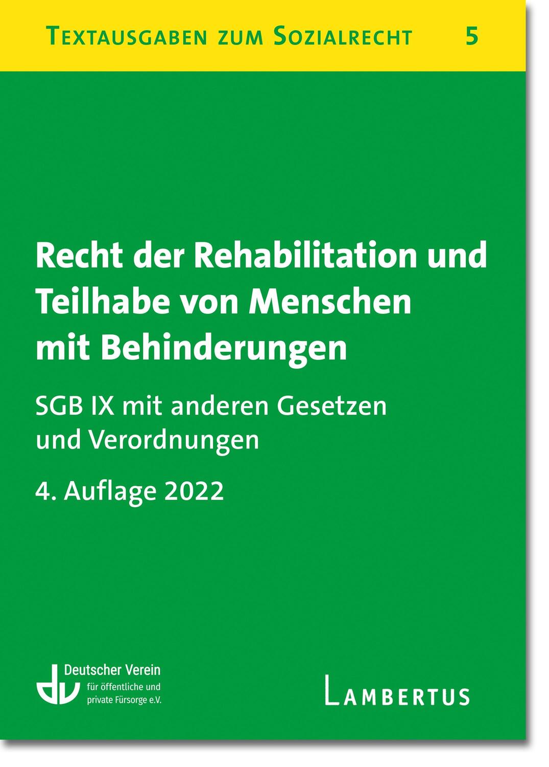 Cover: 9783784134680 | Recht der Rehabilitation und Teilhabe behinderter Menschen | V. | Buch