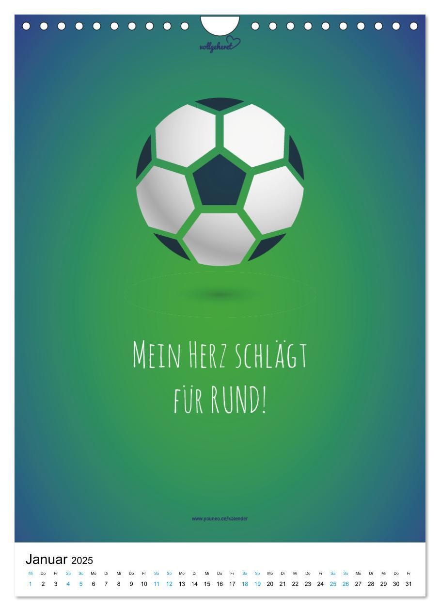 Bild: 9783435959525 | vollgeherzt: Der lustige Zitate-Wandkalender für Fußballfans und...