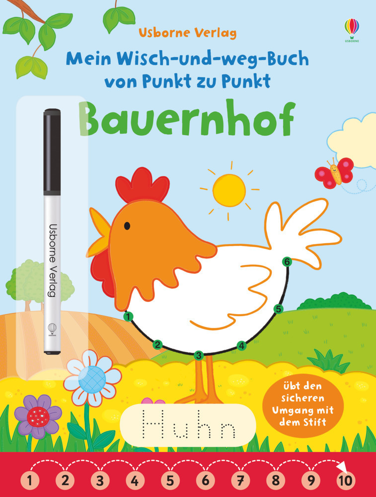 Cover: 9781789410402 | Mein Wisch-und-weg-Buch von Punkt zu Punkt - Bauernhof | Katrina Fearn