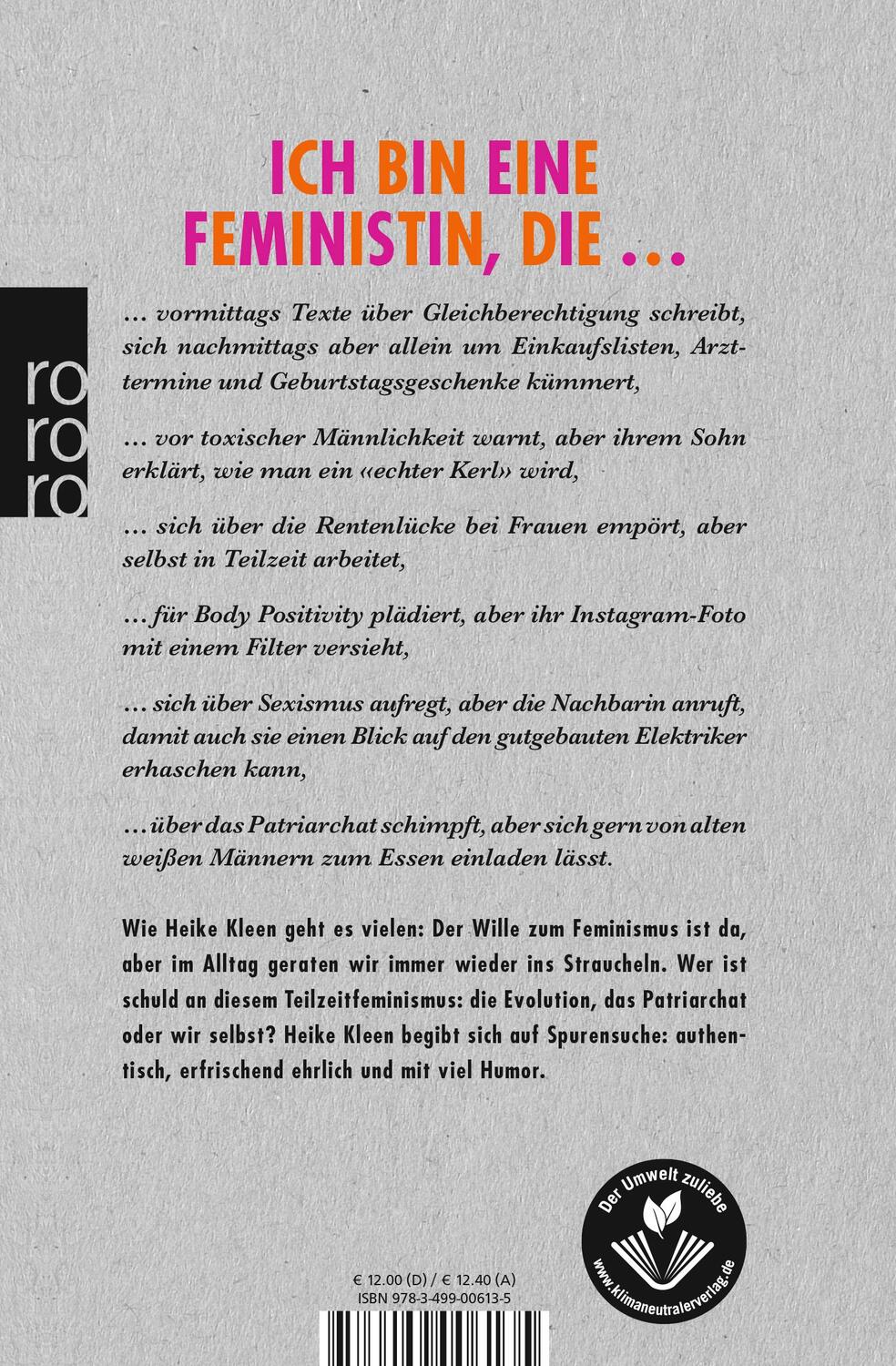 Rückseite: 9783499006135 | Geständnisse einer Teilzeitfeministin | Heike Kleen | Taschenbuch