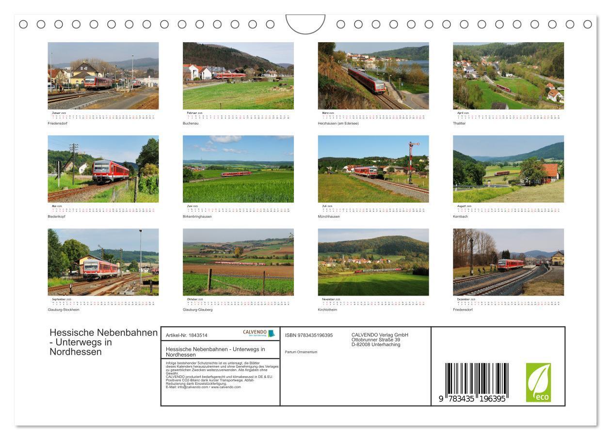 Bild: 9783435196395 | Hessische Nebenbahnen - Unterwegs in Nordhessen (Wandkalender 2025...