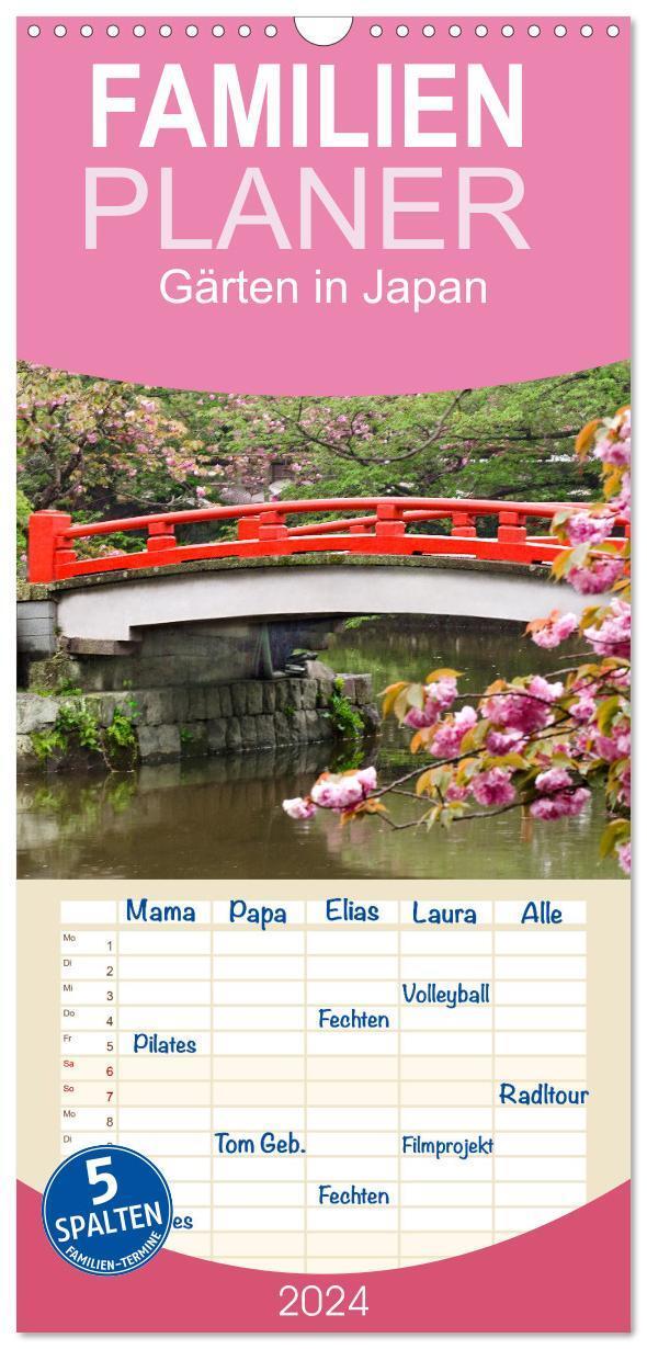 Cover: 9783675981355 | Familienplaner 2024 - Gärten in Japan mit 5 Spalten (Wandkalender,...