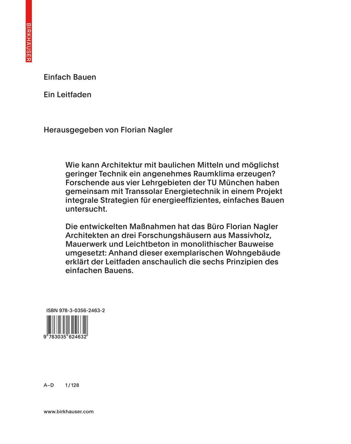 Cover: 9783035624632 | Einfach Bauen | Ein Leitfaden | Florian Nagler | Buch | 128 S. | 2021
