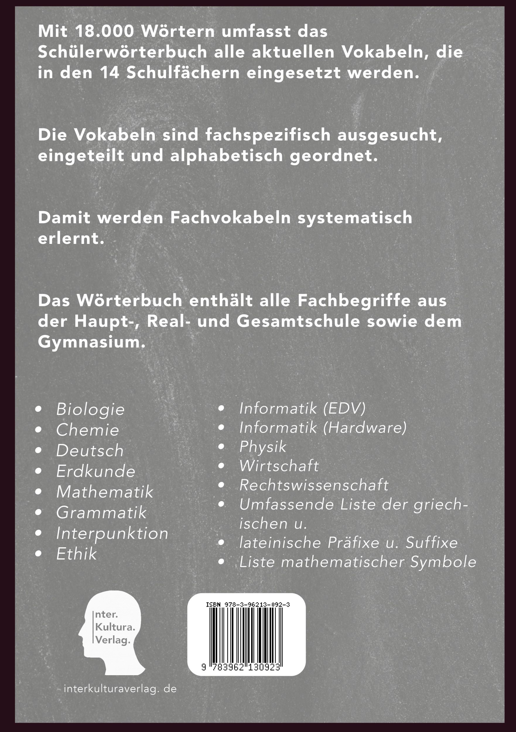 Rückseite: 9783962130923 | Interkultura Schülerwörterbuch Deutsch-Paschtu | Interkultura Verlag