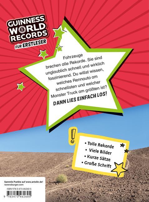 Bild: 9783473462605 | Guinness World Records für Erstleser - Fahrzeuge (Rekordebuch zum...