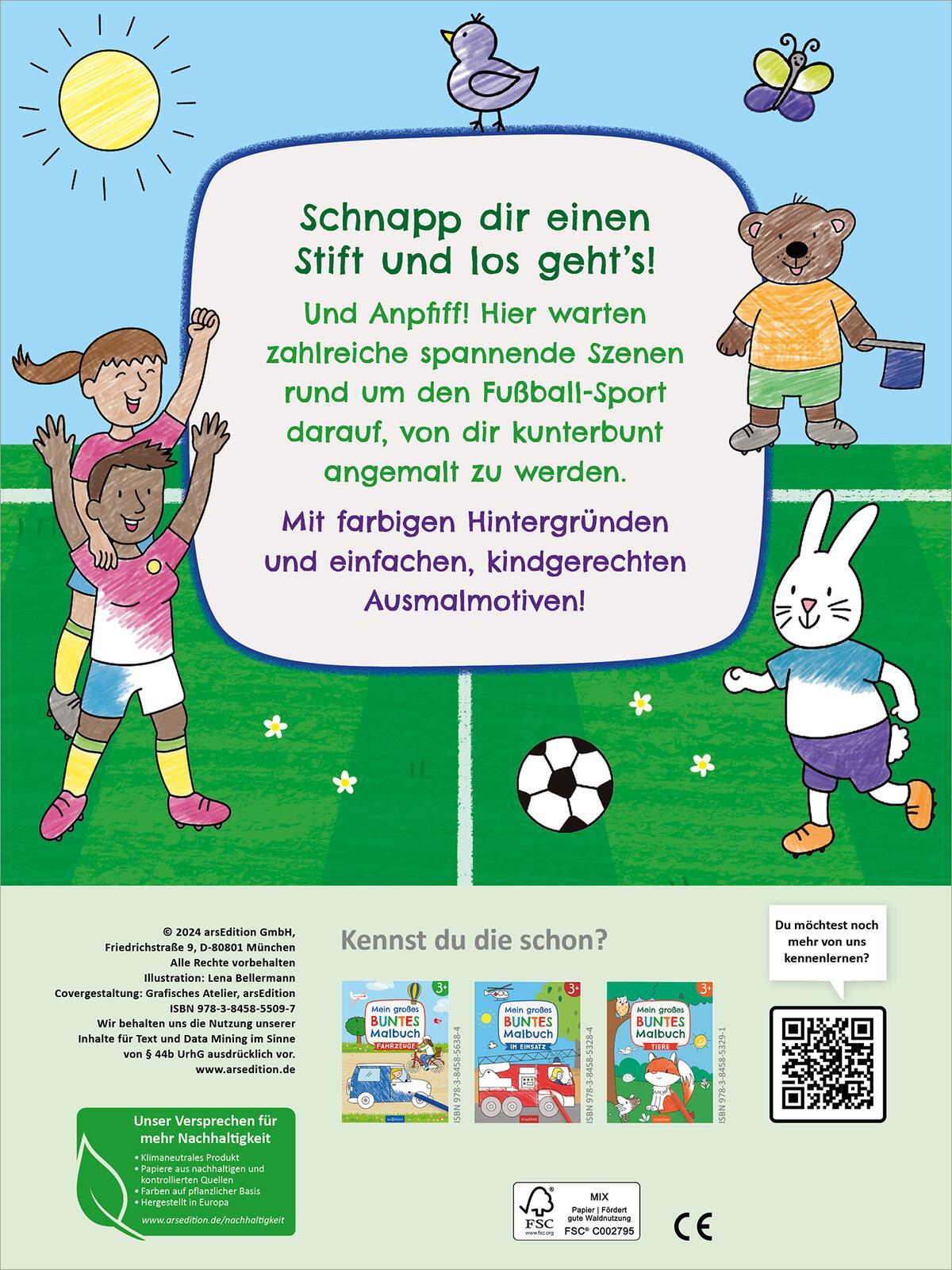 Rückseite: 9783845855097 | Mein großes buntes Malbuch - Fußball | ab 3 Jahren | Lena Bellermann